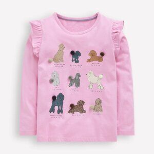 NWT Mini Boden Educational Long Sleeve Frill Logo Top